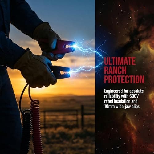 DfuGift Heavy Duty Electric Fence Jumper Cable, 3ft Insulated Jumper Leads with Alligator Clips for Solar Fence Energizer, Ground Rod & Fence Wire - Secure Ranch Protection for Livestock - Thumbnail 4