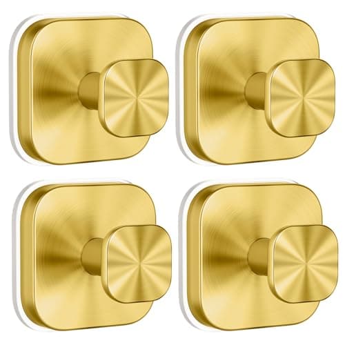 BKV Suction Cup Hooks for Shower,Heavy Duty Shower Hooks for Bathroom Wall,Glass Windows,Smooth Doors to Hang Towels,Robes,Coat,Reusable Suction Cup Wreath Hanger for Christmas Wreaths-Gold(4 Pack) - Image 1