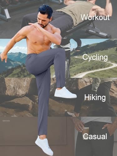 Auxo Mens Athletic Pants with Pockets Tapered Track Traning Running Athletic Workout Basketball Slim Fit Pant Navy M - Thumbnail 5