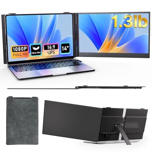 SIUT Laptop Screen Extender Monitor - Ultra-Thin Dual 14 inch IPS FHD 1080P Extended Monitors for 13"-17" Laptops Type-C/HDMI/USB-A Compatible with Windows Mac Travel Work - Image 1