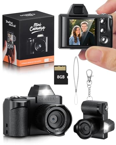 Mini Digital Camera, 1080P Portable Camera for Photography with 8GB SD Card, Key Card Clip Chain for Teenagers, Adult Beginners