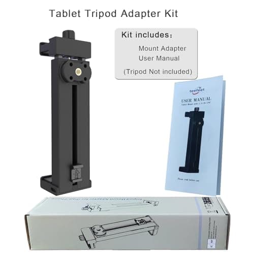 teefeet Adjustable Tripod Mount Adapter for iPad and Phone with 360°Ball Head ipad Clamp Mount with 1/4" Screw Holes, ipad Holder for Tripod Fits Most Size of Phones and Tablets - Black - Thumbnail 4
