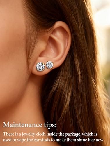 Arminor 7 Pairs 20G Stud Earrings for Women Men Hypoallergenic 316L Surgical Stainless Steel Earrings for Multiple Piercing | AAAAA+ Cubic Zirconia Earring Stacks with Butterfly & Silicone Backs - Thumbnail 5
