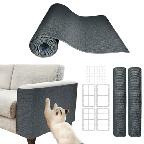 Cat Scratch Mat for Couch, Wall & Cat Tree - 78.7" Trimmable Self-Adhesive Cat Scratcher, Cat Scratch Furniture Protector, Felt Alternative to Sisal, DIY Cat Tower Replacement, 2 Pack (Dark Gray)