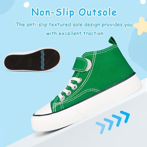 AOVOG Toddler Girls Shoes High Top Green Canvas Sneakers, Toddler Boys Walking Non-Slip Casual School Shoe, 10 - Thumbnail 4