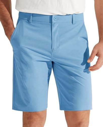 Libin Men's Golf Shorts 9" Work Dress Shorts Casual Flat Front Hybrid Short Lightweight Quick Dry Water Resistant, Light Blue, Size 33 - Image 1