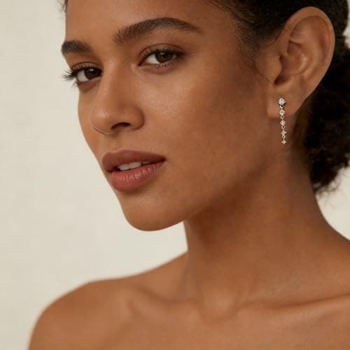 Solistra Gold Dangle Earrings for Women Trendy Diamond Drop Earring Hypoallergenic Earrings for Women Wedding Jewelry Valentines Day Gifts for Her - Thumbnail 3