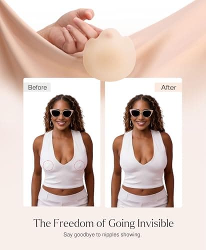 Popilush Nipple Covers, Pasties - Silicone Reusable Sticky Bra, Cute Cat Paw Shape, Seamless Adhesive with Ultra-Thin Edge Size L Color Crème - Thumbnail 4