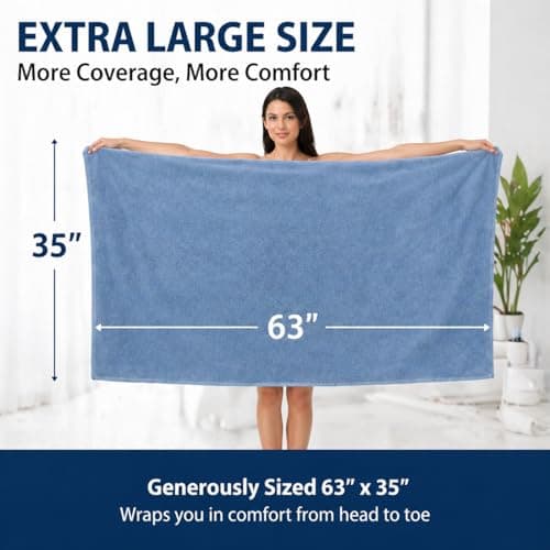 SEISSO Bath Towels Set Extra Large 63 x 35 in, Oversized Bath Sheets 70% Polyester 30% Viscose Fiber from Bamboo, Ultra Soft Absorbent Quick Dry Shower Towel for Bathroom Hotel Pool SPA Gym, 2 Pack - Thumbnail 3
