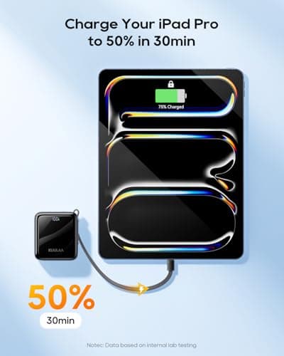 Kuulaa Small Power Bank, Ultra-Compact 10000mAh 35W Fast Charging Portable Charger with Built-in USB-C Cable, Pocket-Size Travel Battery Pack for iPhone 17/16/15, Samsung Galaxy, iPad,Black - Thumbnail 4