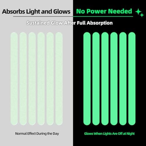 Glow in The Dark Anti Slip Strips – Soft-Texture Safety Tape for Stairs & Floors, Pre-Cut Narrow Strips with Adhesive Backing, Waterproof (0.78" W × 6.5" L) × 36 PCS - Thumbnail 2