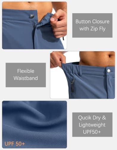 Pudolla Men's Hiking Cargo Shorts 9" Lightweight Outdoor Work Shorts for Men Travel Golf Camping Casual with 5 Zipper Pockets(Dark Navy Medium) - Thumbnail 6