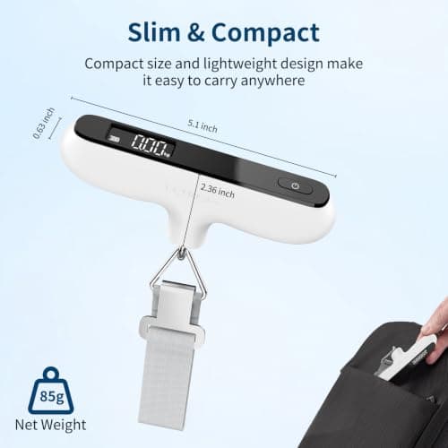 Ultrean Luggage Scale, 110lb Digital Suitcase Weight Scale for Travel, Portable Handheld Baggage Scale with Rubber Paint, Hook, Battery Included - Thumbnail 3