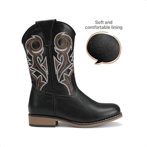 DREAM PAIRS Boys Cowboy Boots Kids Classic Western Boots Square Toe Girls Cowgirl Boots for Toddler/Little Kid/Big Kid,Size 13 Little Kid,Black,SKMB26001K - Thumbnail 5