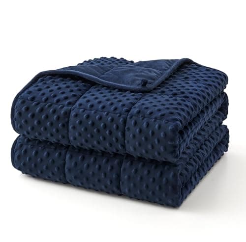 Topcee Weighted Blanket for Adults (20lbs 60"x80"), Minky Dots Heavy Blanket for 190-210lbs Sleeping, Soft, Cozy and Cooling Weighted Throw Blankets, Machine Washable, Blue - Image 1