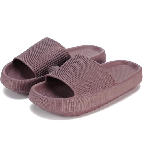 rosyclo Pillow Slipers for and Men, EVA Flat Clouds Massage Shower Bedroom Non Slip Quick Drying Open Toe Super Soft Comfy Thick Sole Puffy Bath sliders Sandalias, Wine Red - Image 1