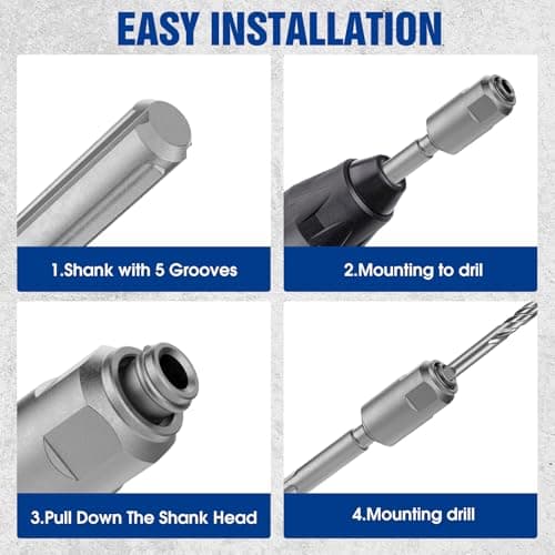 SDS-Max to SDS-Plus Adapter,Rotary Hammer Connection Adapter Bits,Hammer Drill Adaptor for Quick Change Shank Drill Converter Tools(Silver) - Thumbnail 5