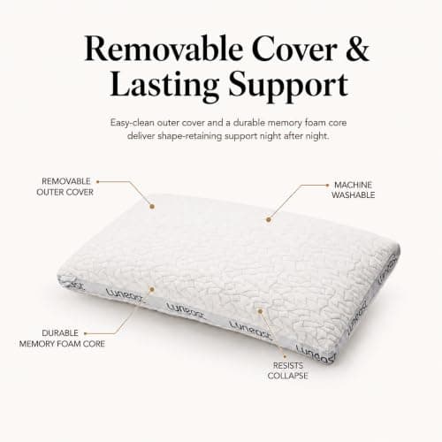 Luneast Memory Foam Pillows for Sleeping Adjustable Bamboo Blend Breathable Bed Pillow for Side, Back, and Stomach Sleepers Washable Pillow Cover Nocturne Queen Size 17x27IN - Thumbnail 3