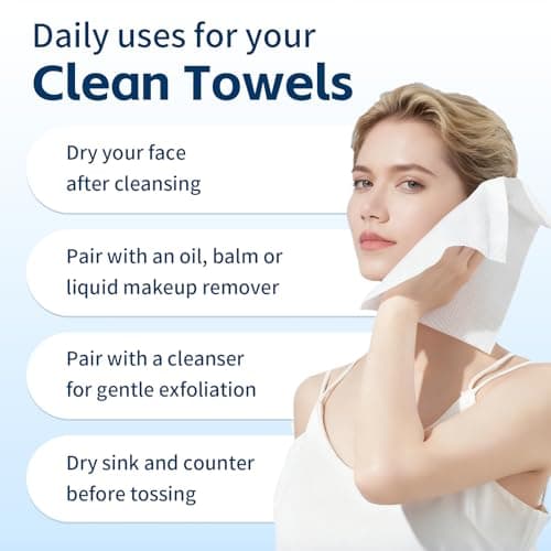 Celitina Towels XL, 100% Biobased Face Towel, Disposable Face Towelette, Thick Face Towel for Sensitive Skin, Makeup Remover Dry Wipes, Ultra Soft, Gentle Facial Cleansing Cloths1 Pack, 50 Ct - Thumbnail 5