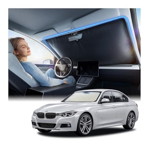 Nmoiss Ice Silk Air-Cooled Car Windshield Sun Shade, [Enjoy Superior Coolness & Comfort] 84.2% Heat Insulation UPF>50 UV Block, Interior Protection, Universal Fit for Car SUV Accessories, Small - Image 1