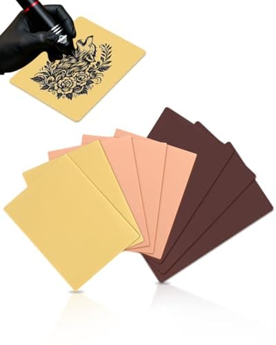 Lady Up 1mm Blank Tattoo Skin, 8 Pack Professional Thick Silicone Sheets (7.6"x6"), Tattoo Skin for Training, Soft Practice Skin for Beginners and Experienced Tattoo Artists, 3 Brown 3 Beige 2 Yellow - Image 1