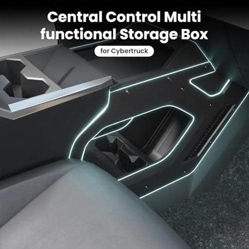 TESCYBERMODS Lower Center Console Organizer for Cyber Truck 2023 2024 2025 2026, Custom Fit Double-Layer Floor Storage Tray Insert, Cyber Truck Accessories Interior Storage Box (Interior Black) - Thumbnail 4