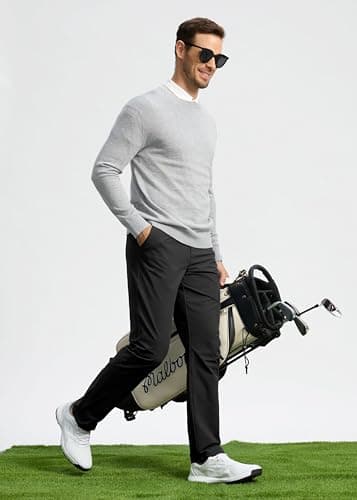 Pudolla Men's Golf Pants Stretch Work Pants for Men Dress Comfy Pants 34 Lightweight Quick Dry Casual Trousers(Black 30Wx34L) - Thumbnail 3