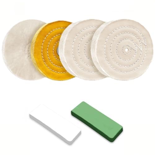 6 Inch Polishing Wheel for Bench Grinder, 6PCS Buffing Wheel Kit, 1 *Yellow Cotton(42Ply), 2 *White Cotton(70Ply), 1 *Soft Flannel Polishing Wheels(30Ply) and Polishing Compound - Image 1