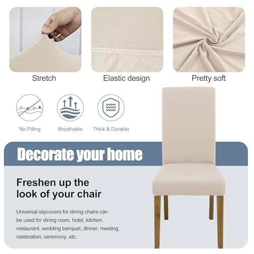 BIETYONE Stretch Dining Chair Covers Set of 4, Soft Removable Washable Kitchen Parsons Chair Slipcovers, High Elastic Seat Protector for Home Hotel Banquet - Thumbnail 3