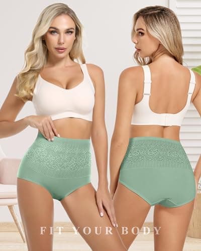 YDQ Women's Cotton Underwear High Waisted Ladies Panties Postpartum 5 Pack Tummy Control Moisture Wicking Breathable Post Partum C Section, Multicolor L - Thumbnail 2