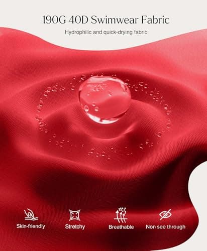 Popilush Womens Bathing Suits Tummy Control​One Piece Swimsuit with Built-in Bra Sexy Mesh Shapewear Swimsuits Red - Thumbnail 5