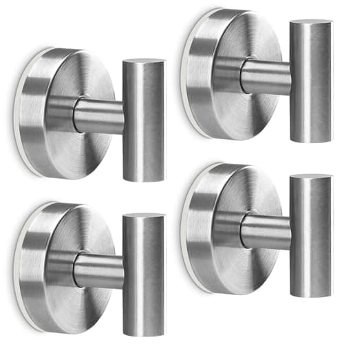 MNGD Towel Hooks Shower Suction Hook Towel Hanger for Bathroom Hanging Coat, Robe, Removable Wall Mounted Hook for Bedroom Kitchen Hotel Pool Brushed Nickel(4-Pack) - Image 1