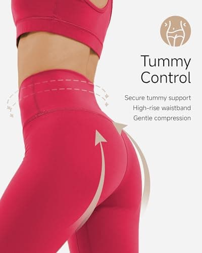 Buttery Soft High Waist Workout Leggings for Women 25" Rose Pink Size XL - Thumbnail 2