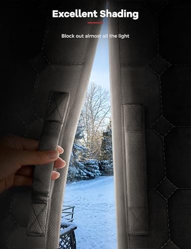 AEOCOO Thicken Wide Thermal Insulated Door Curtain, Fit Size up to 72 x 80 Inches, Magnetic Door Screen Curtain Filled with Thick Cotton for Winter, Sliding Glass/Patio/French/Front/Back, Grey, Square - Thumbnail 4