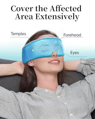 Cooling Eye Mask for Puffy Eyes, Headache and Migraine Relief Gel Eye Mask, for Headache, Puffiness, Eye Strain, Sinusitis & Post-Surgery Care – Large Soft Reusable Cold Eye Compress (Pale Blue) - Thumbnail 3