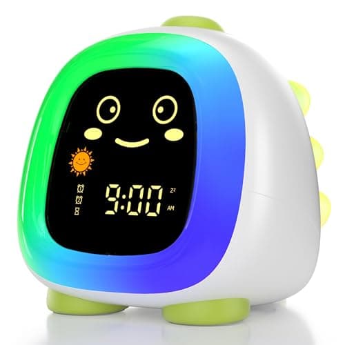 ANALOI Alarm Clock for Kids, Kids Alarm Clock Ok to Wake Cute Night Light for Bedroom, Toddlers Sleep Training Clock Stay in Bed, Dinosaur Birthday Gift for Kids Boys Girls - Image 1