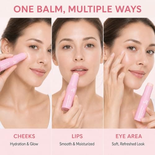 PDRN Pink Collagen Multi Balm Stick – Collagen Plumping Formula with NAD & Vitamin E | Hydrating Non-Greasy Balm for Face Lips Eyes Neck Body, Travel Size 1 Pack - Thumbnail 5