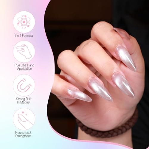 GELLAKTIK 7-in-1 Cat Eye Gel Nail Polish Pen, One Step Magnetic Gel Polish with Detachable Magnet, No Base/Top Coat Needed, Nude Gel Nail Polish Glassy Soak Off UV LED Nail Art DIY Home Salon - Thumbnail 2