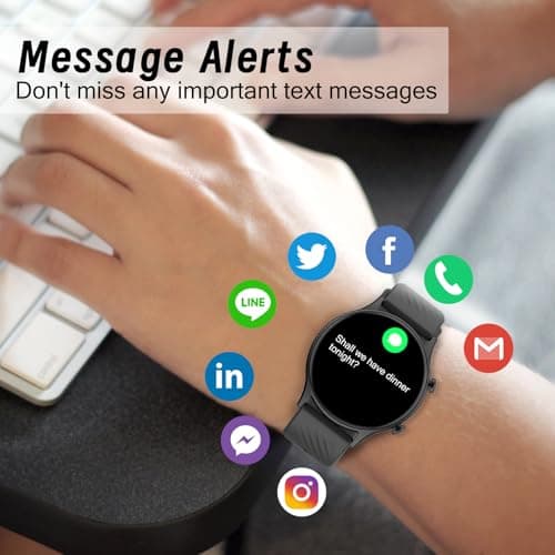 Smart Watches for Women,Fitness Smart Watch (Answer/Make Call), 1.4"Screen Waterproof Smart Watches with 123 Sports Modes/Heart Rate Monitor/Sleep Tracker, Watches for Women for Android iOS Black - Thumbnail 2