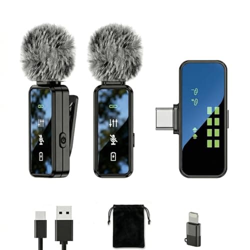 Wireless Lavalier Microphone, 12H Lapel Microphone with Digital Display & Smart Noise Cancellation, Mini Clip On Mic for iPhone Android Type-C, Recording Mic for YouTube TikTok Vlog Podcast Interview - Image 1