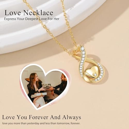 Sistble Wife Mothers Day Gifts, Gifts for Wife from Husband Gold Infinity Necklace Heart Necklaces for Women Romantic Anniversary Mothers Day Christmas Gift Jewelry - Thumbnail 2