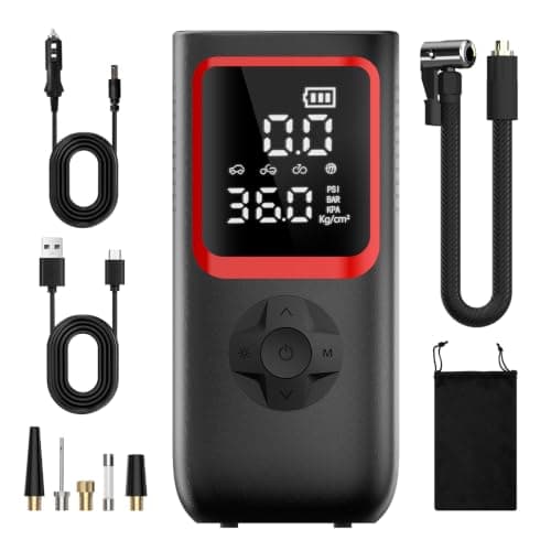 KOLTGOO 150PSI Tire Inflator, 4X Faster Portable Air Compressor with Pressure Gauge & LED Light for Car Motorcycle Bike Best Gifts for Father Dad Husband Men