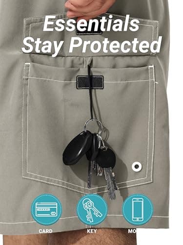 Arcweg Mens Big and Tall Swim Trunks 9" Quick Dry Swim Shorts with Compression Brief Liner Cargo Pocket Bathing Suits Borard Shorts for Men Pluse Size XL-6XL Light Gray - Thumbnail 4