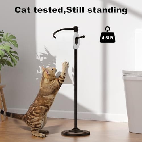 Toilet Paper Holder Free Standing, 25” H Stainless Steel Oil Rubbed Bronze Toilet Paper Stand, Weighted Base Floor Tissue Roll Holder for Bathroom,Toilet Roll Stand - Thumbnail 2
