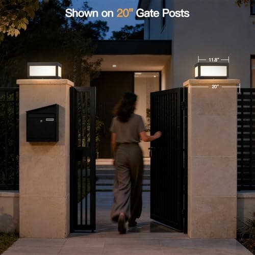 MVBT Outdoor Post Lights Hard Wired, AC100-240V 11.8" Column Light, Modern Pillar Lights Outdoor Waterproof, 3000K Square Post Lamp LED Lighting, Large Gate Fence Posts Light for Garden Patio Outside - Thumbnail 4