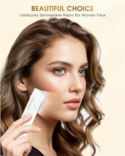 Littlelucky Sonic Dermaplaning Tool for Face,Rechargeable Dermaplane Razor for Women with LED Light,3 Speed Levels,for Facial Hair & Peach Fuzz Remover,Exfoliation,with 5 Skin-Friendly Refill Blades - Thumbnail 2