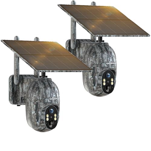 VOOPEAK Cellular Trail Camera, 4G LTE Cellular Security Camera Wireless Outdoor with 360° Live Streaming, 2.5K Game Camera with Solar Powered for Hunting, Wildlife, No WiFi, Motion Activated, 2 Pack