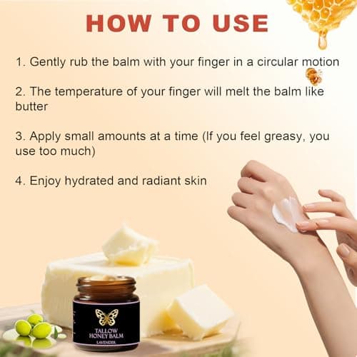 COMFORTENA Tallow Honey Balm, Natural Organic Beef Tallow Balm with Raw Honey, Moisturizing Cream for All Skin Types (1Pc, Lavender) - Thumbnail 5