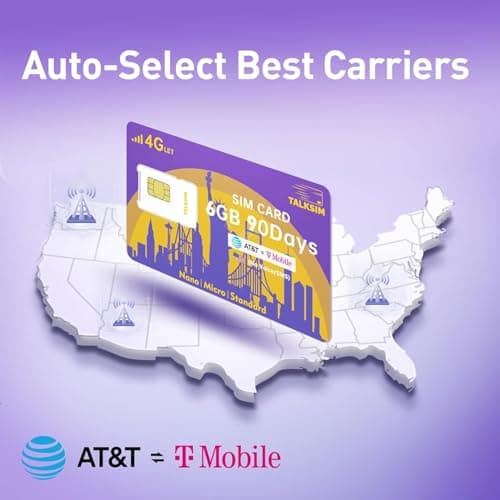 TALKSIM Data SIM Card 6GB 90Days Support AT&T, T-Mobile, 4G LTE USA SIM Compatible with Unlocked Security Camera/Tablet/Smart Watch/Hunting Trail Camera/GPS Tracker iot Devices - Thumbnail 2