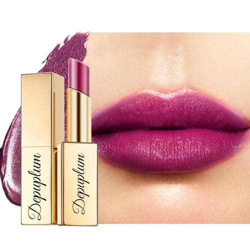 Depuplum Dark Purple Shimmer Lipstick for Women Mulberry Moisture Tinted Lip Balm Nourish Dark Burgundy Lip Gloss Glitter Lip Stick (ZG109 Emotion - Mulberry) - Image 1